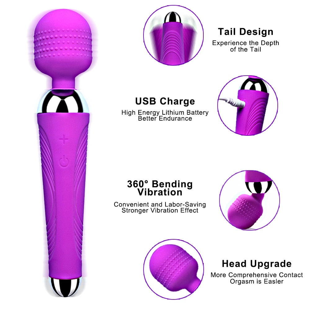 2- Wanda Wireless Dildos AV Vibrator Magic Wand for Women Clitoris Stimulator USB Rechargeable Massager Goods Sex Toys for Adults 18